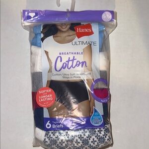 Hanes Ultimate Breathable Cotton Briefs 6-Pack - Blue, White, Black